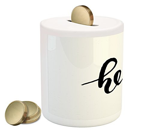 Ambesonne Hello Piggy Bank, Typographic Design Handwritten Letter Font Message of Hello with a Heart, Printed Ceramic Coin Bank Money Box for Cash Saving, Pink Black White Ambesonne Hello Piggy Bank, Typographic Design Handwritten Letter Font Message of Hello with a Heart, Printed Ceramic Coin Bank Money Box for Cash Saving, Pink Black White