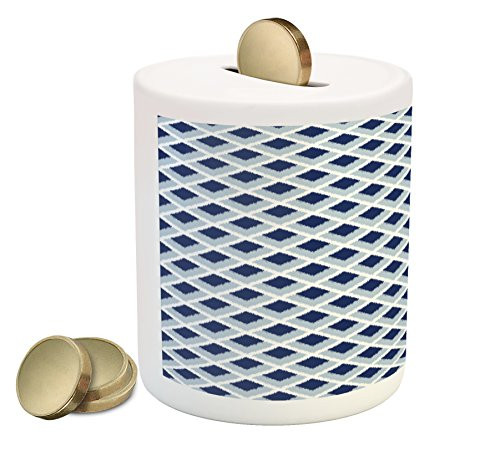 Ambesonne Ikat Piggy Bank, Traditional Classic Pattern in Blue Tones and Modern Style Ethnic, Printed Ceramic Coin Bank Money Box for Cash Saving, Navy Blue Baby Blue and White Ambesonne Ikat Piggy Bank, Traditional Classic Pattern in Blue Tones and Modern Style Ethnic, Printed Ceramic Coin Bank Money Box for Cash Saving, Navy Blue Baby Blue and White