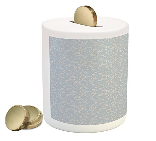 Ambesonne Floral Piggy Bank, Flower Arrangement Abstract Flying Petals Foliage Leaves Silhouette Composition, Printed Ceramic Coin Bank Money Box for Cash Saving, Blue Grey Tan Ambesonne Floral Piggy Bank, Flower Arrangement Abstract Flying Petals Foliage Leaves Silhouette Composition, Printed Ceramic Coin Bank Money Box for Cash Saving, Blue Grey Tan