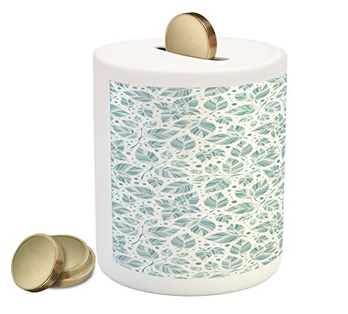 Ambesonne Leaves Piggy Bank, Peppermint Foliage Pattern on a Dotted Background Blossoming Nature, Printed Ceramic Coin Bank Money Box for Cash Saving, Slate Blue and Bluegrey Ambesonne Leaves Piggy Bank, Peppermint Foliage Pattern on a Dotted Background Blossoming Nature, Printed Ceramic Coin Bank Money Box for Cash Saving, Slate Blue and Bluegrey