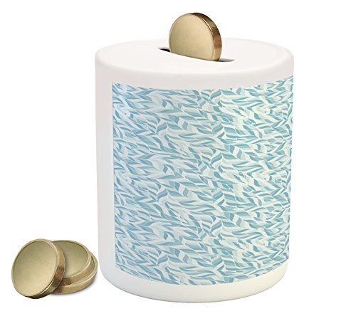 Ambesonne Leaves Piggy Bank, Abstract Foliage Pattern with Doodle Style Nature Growth Vintage Composition, Printed Ceramic Coin Bank Money Box for Cash Saving, Baby Blue and Blue Ambesonne Leaves Piggy Bank, Abstract Foliage Pattern with Doodle Style Nature Growth Vintage Composition, Printed Ceramic Coin Bank Money Box for Cash Saving, Baby Blue and Blue