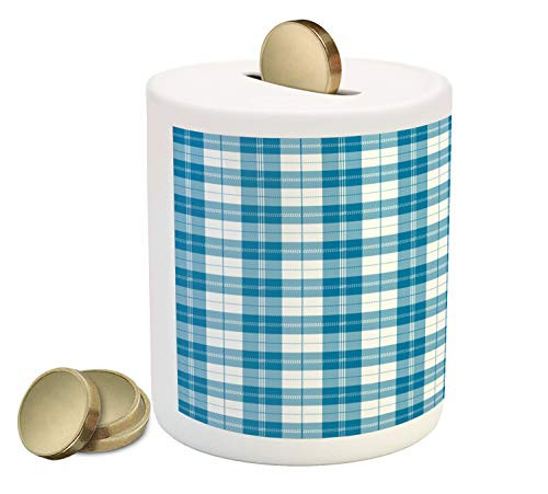 Ambesonne Blue and White Piggy Bank, Tartan Classic Abstract Checkered Traditional Scottish Geometric Squares, Printed Ceramic Coin Bank Money Box for Cash Saving, Blue and White Ambesonne Blue and White Piggy Bank, Tartan Classic Abstract Checkered Traditional Scottish Geometric Squares, Printed Ceramic Coin Bank Money Box for Cash Saving, Blue and White