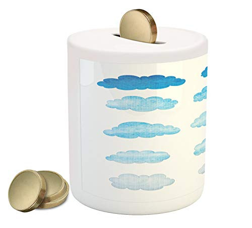 Ambesonne Cloud Piggy Bank, Hand Drawn Clouds Blended Watercolor Style Concept, Printed Ceramic Coin Bank Money Box for Cash Saving, Azure Blue Baby Blue and Blue Ambesonne Cloud Piggy Bank, Hand Drawn Clouds Blended Watercolor Style Concept, Printed Ceramic Coin Bank Money Box for Cash Saving, Azure Blue Baby Blue and Blue