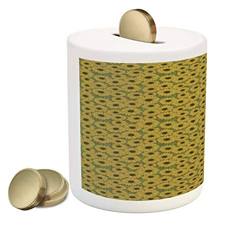 Ambesonne Floral Piggy Bank, Pattern of Spring Season Pattern with Sunflowers Mother Nature Image, Ceramic Coin Bank Money Box for Cash Saving, 3.6" X 3.2", Khaki and Olive Green Ambesonne Floral Piggy Bank, Pattern of Spring Season Pattern with Sunflowers Mother Nature Image, Ceramic Coin Bank Money Box for Cash Saving, 3.6" X 3.2", Khaki and Olive Green