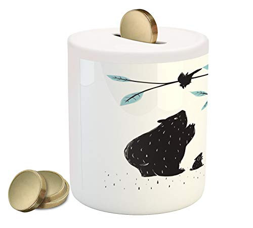 Ambesonne Animal Print Piggy Bank, Design Forest Fauna Bear Crow Fox Wolf Rabbit, Printed Ceramic Coin Bank Money Box for Cash Saving, Charcoal Grey Slate Blue and White Ambesonne Animal Print Piggy Bank, Design Forest Fauna Bear Crow Fox Wolf Rabbit, Printed Ceramic Coin Bank Money Box for Cash Saving, Charcoal Grey Slate Blue and White