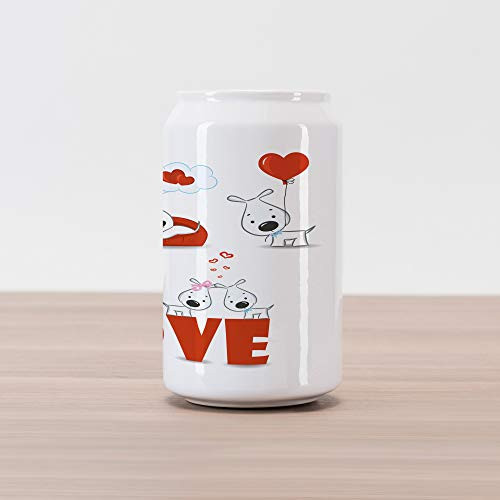 Ambesonne Valentines Day Cola Can Shape Piggy Bank, Puppy Love with Hearts and Dogs His and Hers Heart Balloon Romantic Print, Ceramic Cola Shaped Coin Box Money Bank for Cash Saving, Red White Ambesonne Valentines Day Cola Can Shape Piggy Bank, Puppy Love with Hearts and Dogs His and Hers Heart Balloon Romantic Print, Ceramic Cola Shaped Coin Box Money Bank for Cash Saving, Red White