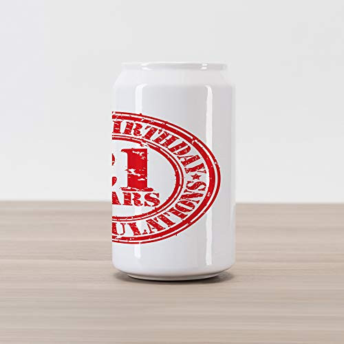 Ambesonne 21st Birthday Cola Can Shape Piggy Bank, Logo Vintage Style Happy Birthday Congratulations Party Image Print, Ceramic Cola Shaped Coin Box Money Bank for Cash Saving, Red and White Ambesonne 21st Birthday Cola Can Shape Piggy Bank, Logo Vintage Style Happy Birthday Congratulations Party Image Print, Ceramic Cola Shaped Coin Box Money Bank for Cash Saving, Red and White
