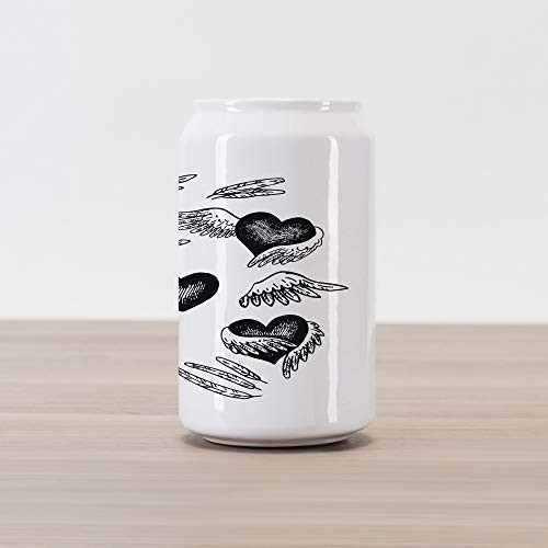 Ambesonne Feather Cola Can Shape Piggy Bank, Romantic Hearts with Wings Valentine's Day Themed Sketch Style Love Image, Ceramic Cola Shaped Coin Box Money Bank for Cash Saving, Black and White Ambesonne Feather Cola Can Shape Piggy Bank, Romantic Hearts with Wings Valentine's Day Themed Sketch Style Love Image, Ceramic Cola Shaped Coin Box Money Bank for Cash Saving, Black and White