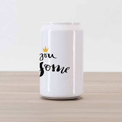 Ambesonne Saying Cola Can Shape Piggy Bank, Ink Lettering You are Modern Brush Calligraphy and a Crown on Top, Ceramic Cola Shaped Coin Box Money Bank for Cash Saving, Black White Yellow Ambesonne Saying Cola Can Shape Piggy Bank, Ink Lettering You are Modern Brush Calligraphy and a Crown on Top, Ceramic Cola Shaped Coin Box Money Bank for Cash Saving, Black White Yellow