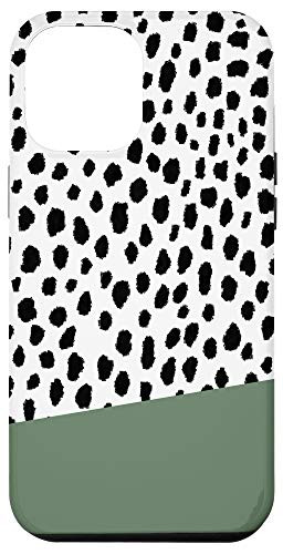 iPhone 12 Pro Max Dalmatian Polka Dot Spots with Sage Green Stripe Case