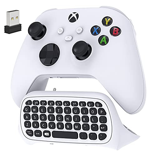 Controller Keyboard for Xbox Series X/ S/ Xbox One/ One S, Wireless Bluetooth Gaming Chatpad Keypad with USB Receiver, Built-in Speaker  and  3.5mm Audio Jack for Xbox Series X/ S/ Xbox One/ S, White