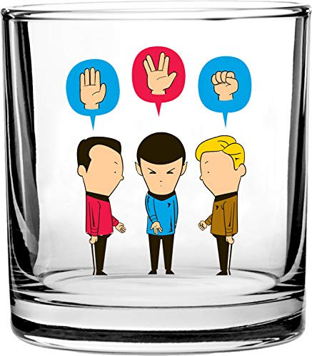 Paper, Scissors, Rock' Funny Space Show Parody - 3D Color Printed Scotch Whiskey Glass 10.5 oz