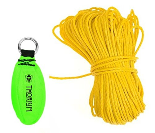 THORIUM Slingshot Launcher Arborist Throw Weight Bag Pouch Set Kit - Bright Green 12oz / 340g Complete with Bonus 150' / 45m Throw Line Rope