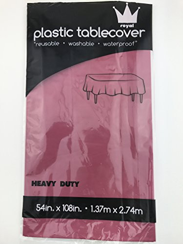 Royal Pack of- 12 54 x 108 Plastic Table Cloth, Plastic Party Table Cover, Reusable Plastic Table Cloth, Disposable Rectangular Table Cover -Burgundy-