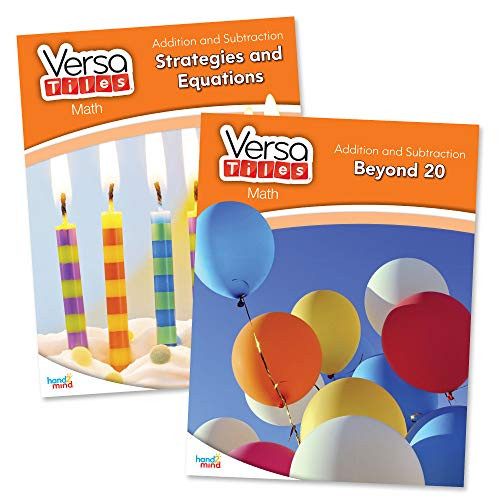 hand2mind VersaTiles Math 1st Grade Workbook Bundle, Addition and Subtraction Workbook, Strategies and Equations, Counting Beyond 20, Early Math, First Grade Homeschool Supplies -Pack of 2 Books-