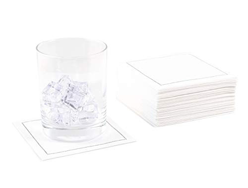Signature Napkins CO11-101 4.5" x 4.5" Reusable 100% Cotton Cocktail Napkin, 100-Pack, White
