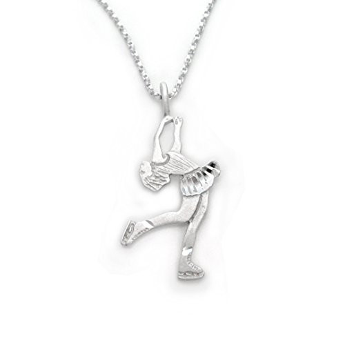 Sterling Silver Ice Figure Skating Charm Necklace, 20 Inch