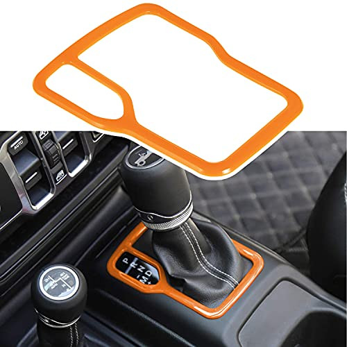Bonbo Gear Shift Panel Trim Cover Trim Interior Accessories ABS Frame Decor for 2018-2021 Jeep Wrangler JL JLU  and  Gladiator JT Orange