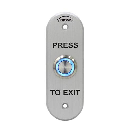 Visionis VIS-7036 Indoor Outdoor Weatherproof IP65 Stainless Steel Doorbell Type Request to Exit Button Oval Shape for Door Access Control with LED NC COM and NO Output