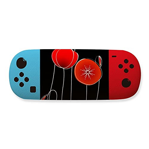 Red Circle Flowers Line Art Corn Storage Glasses Case Creative Game Shell Holder