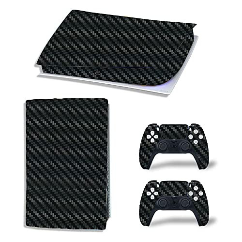 PS5 digital edition black carbon fiber skin sticker wrap playstation 5 console controllers dustproof vinyl cover decal case