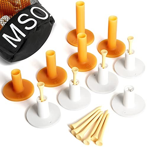 20PCS Rubber Golf Tees and Tee Holder Sets Include 5 Mixed Sized Golf Rubber Tees 5 Golf Tees Holder and 10 Wooden Tees for Indoor Outdoor Driving Range Golf Practice Mats