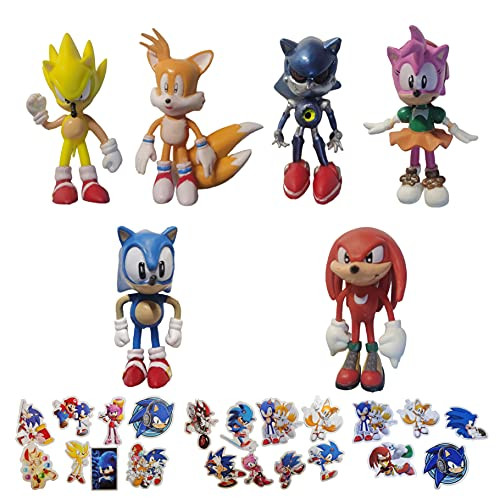 Sonic figure 6pcs/lot Sonic Blue Hedgehog Cupcake Topper, Sonic Cake Decoration Series