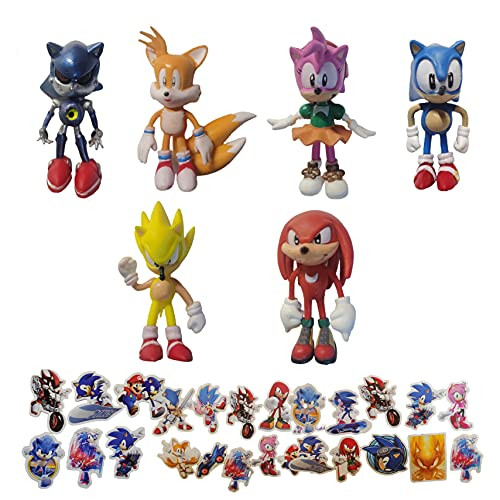 Sonic Figure 6pcs/lot Sonic Hedgehog Action Figure Toy Super Sonic Tail Amy Rose Toy Cake Decoration Series Toy Set