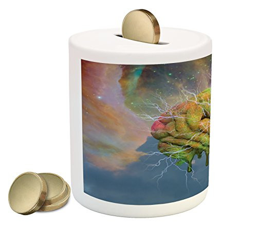 Ambesonne Psychedelic Piggy Bank, Brain Storm Fantasy Visual Modern Mental Ethereal Energy Fiction, Printed Ceramic Coin Bank Money Box for Cash Saving, Blue Pistachio Ambesonne Psychedelic Piggy Bank, Brain Storm Fantasy Visual Modern Mental Ethereal Energy Fiction, Printed Ceramic Coin Bank Money Box for Cash Saving, Blue Pistachio