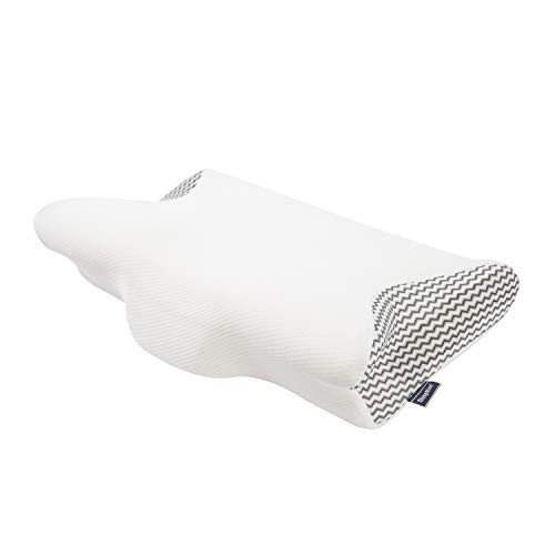 Memory Foam Pillow Cervical Pillow Contour Orthopedic Sleeping Pillow for Neck Pain for Side Sleepers, Back and Stomach Sleepers with Washable Breathable Cover (Firm, White)