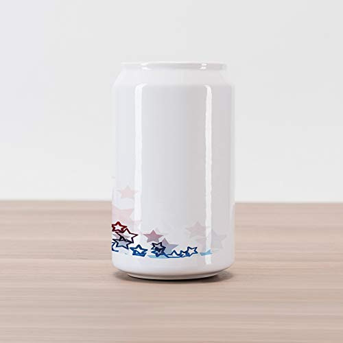 Lunarable Paris Cola Can Shape Piggy Bank, Colorful Image Eiffel Tower with Stars Love Romance International Town Landmark, Ceramic Cola Shaped Coin Box Money Bank for Cash Saving, Green Yellow Red