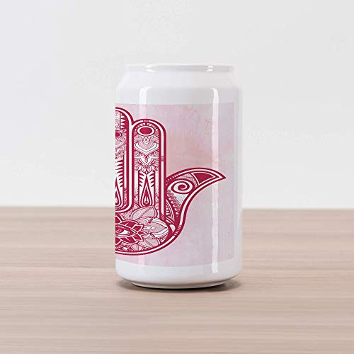 Lunarable Mandala Cola Can Shape Piggy Bank, Traditional Hamsa of Fortune with Mandala Pattern, Ceramic Cola Shaped Coin Box Money Bank for Cash Saving, Red White Pink Lunarable Mandala Cola Can Shape Piggy Bank, Traditional Hamsa of Fortune with Mandala Pattern, Ceramic Cola Shaped Coin Box Money Bank for Cash Saving, Red White Pink