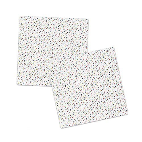 Lunarable Abstract Sandstone Coaster Set of 2, Colorful Little String Elements Celebration Wedding Party Design Ornaments, Absorbant Square Coasters for Drinks Mug Cups, 4.25", Multicolor