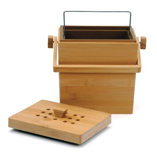 RSVP 4.5 Quart Square Bamboo Compost Pail