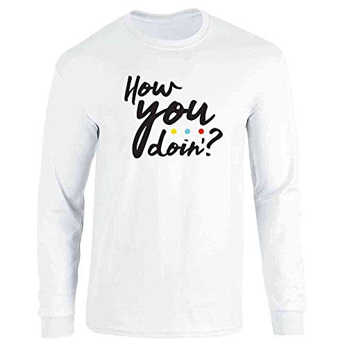 Pop Threads How You Doin'? 90s Quote Funny Retro White XL Full Long Sleeve Tee T-Shirt