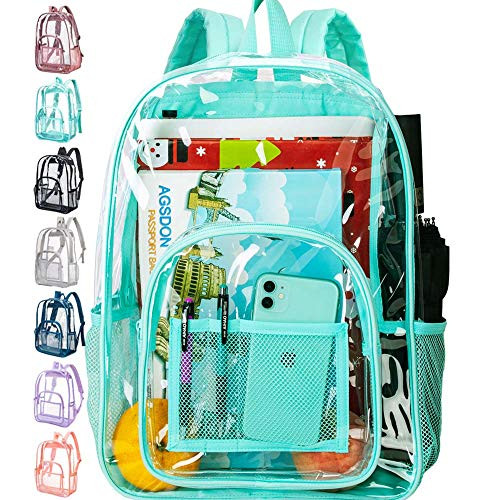 Clear Backpack, Heavy Duty Transparent Bookbag - Green