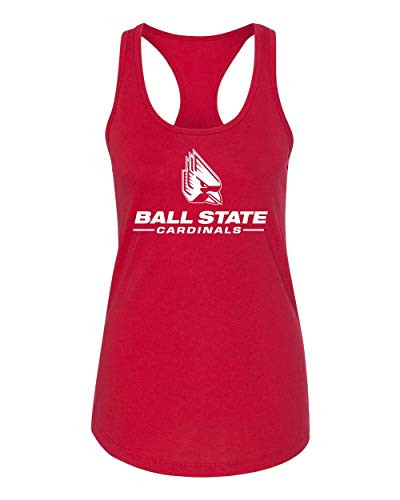 CreateMyTee - Ball State University with Logo One Color Tank Top - -Red, Medium-