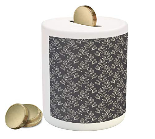 Ambesonne Leaves Piggy Bank, Botanical Themed Vintage Inspired Pattern with Outline Leafy Branches, Ceramic Coin Bank Money Box for Cash Saving, 3.6" X 3.2", Dark Blue Grey Champagne Ambesonne Leaves Piggy Bank, Botanical Themed Vintage Inspired Pattern with Outline Leafy Branches, Ceramic Coin Bank Money Box for Cash Saving, 3.6" X 3.2", Dark Blue Grey Champagne