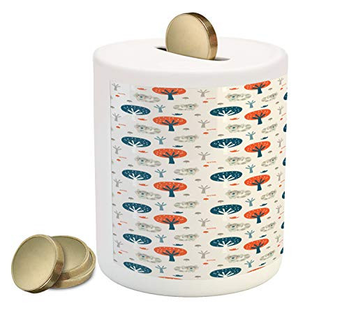 Ambesonne Cartoon Animal Piggy Bank, Rhythmic Tree Autumn Woodland Racoon, Ceramic Coin Bank Money Box for Cash Saving, 3.6" X 3.2", Baby Blue Multicolor Ambesonne Cartoon Animal Piggy Bank, Rhythmic Tree Autumn Woodland Racoon, Ceramic Coin Bank Money Box for Cash Saving, 3.6" X 3.2", Baby Blue Multicolor
