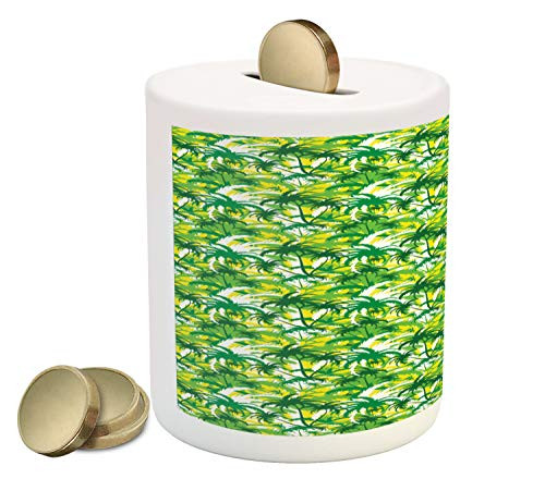 Ambesonne Exotic Piggy Bank, Refreshing Hawaiian Palm Trees in Various Green Tones, Ceramic Coin Bank Money Box for Cash Saving, 3.6" X 3.2", Shamrock Green Yellow Ambesonne Exotic Piggy Bank, Refreshing Hawaiian Palm Trees in Various Green Tones, Ceramic Coin Bank Money Box for Cash Saving, 3.6" X 3.2", Shamrock Green Yellow