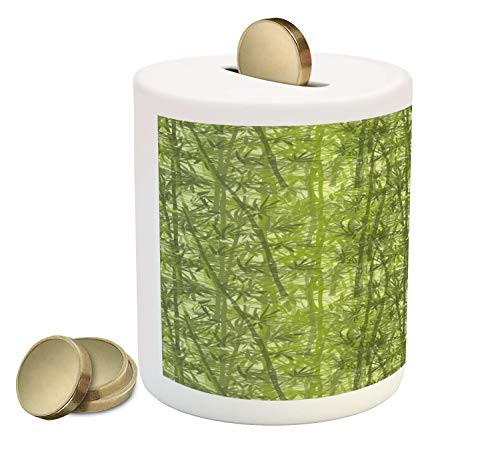 Ambesonne Forest Piggy Bank, A Clutter of Woodland Tree Branches Leaves Theme of Plantation, Ceramic Coin Bank Money Box for Cash Saving, 3.6" X 3.2", Olive Green Pastel Green Ambesonne Forest Piggy Bank, A Clutter of Woodland Tree Branches Leaves Theme of Plantation, Ceramic Coin Bank Money Box for Cash Saving, 3.6" X 3.2", Olive Green Pastel Green