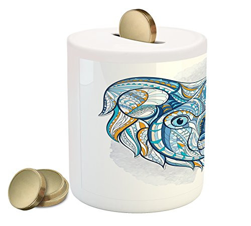 Ambesonne Tropical Animals Piggy Bank, Patterned Head of Koala with Ornate Motifs Australian Image, Printed Ceramic Coin Bank Money Box for Cash Saving, Blue Ambesonne Tropical Animals Piggy Bank, Patterned Head of Koala with Ornate Motifs Australian Image, Printed Ceramic Coin Bank Money Box for Cash Saving, Blue
