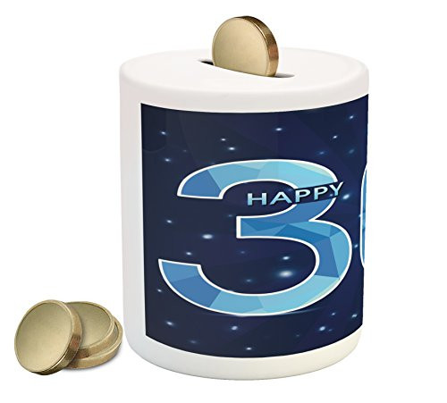 Ambesonne 30th Birthday Piggy Bank, Modern Design with Polygonal Effect Emblem Starry Night Sky Image, Printed Ceramic Coin Bank Money Box for Cash Saving, Dark Blue Turquoise Ambesonne 30th Birthday Piggy Bank, Modern Design with Polygonal Effect Emblem Starry Night Sky Image, Printed Ceramic Coin Bank Money Box for Cash Saving, Dark Blue Turquoise