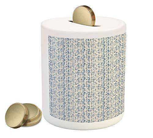 Ambesonne Ethnic Piggy Bank, Watercolor Style Hand Drawn Grid Pattern Hippie Folk Batik Design, Printed Ceramic Coin Bank Money Box for Cash Saving, Navy Blue and Beige Ambesonne Ethnic Piggy Bank, Watercolor Style Hand Drawn Grid Pattern Hippie Folk Batik Design, Printed Ceramic Coin Bank Money Box for Cash Saving, Navy Blue and Beige