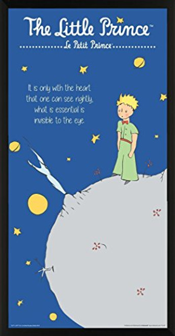 The Little Prince Book Cover Quote (Antoine de Saint-Exupery) Children's Kids Literary Literature Classic Book Cover Decorative Classroom Art Print (Framed 12x24 Poster)