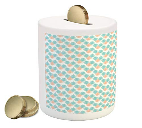 Ambesonne Tropical Piggy Bank, Exotic Palm Leaves Pattern with Pale Tones Hawaiian Foliage Design, Printed Ceramic Coin Bank Money Box for Cash Saving, Pale Blue Salmon and White Ambesonne Tropical Piggy Bank, Exotic Palm Leaves Pattern with Pale Tones Hawaiian Foliage Design, Printed Ceramic Coin Bank Money Box for Cash Saving, Pale Blue Salmon and White