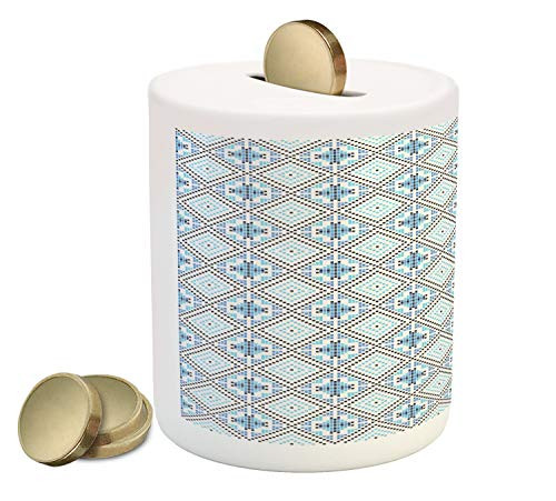 Ambesonne Geometric Piggy Bank, Mosiac Ornament with Hand Drawn Squares Pattern Checkered Grid Design, Printed Ceramic Coin Bank Money Box for Cash Saving, Blue Pale Blue Black Ambesonne Geometric Piggy Bank, Mosiac Ornament with Hand Drawn Squares Pattern Checkered Grid Design, Printed Ceramic Coin Bank Money Box for Cash Saving, Blue Pale Blue Black