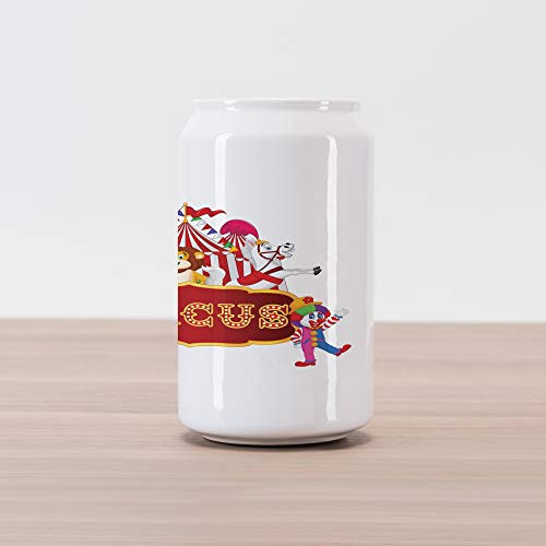Ambesonne Circus Cola Can Shape Piggy Bank, Happy Fun Trained Circus Animals with Nostalgic Tent Carnival Party Show Art, Ceramic Cola Shaped Coin Box Money Bank for Cash Saving, Red White Ambesonne Circus Cola Can Shape Piggy Bank, Happy Fun Trained Circus Animals with Nostalgic Tent Carnival Party Show Art, Ceramic Cola Shaped Coin Box Money Bank for Cash Saving, Red White