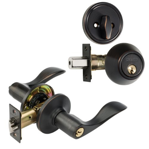Dynasty Hardware V-CP-HER-12P, Heritage Front Door Entry Lever Lockset and Single Cylinder Deadbolt Combination Set, Aged Oil Rubbed Bronze