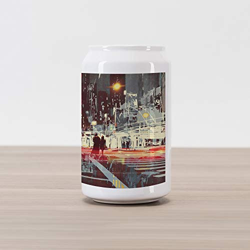 Ambesonne Modern Cola Can Shape Piggy Bank, Urban City Streets at Gloomy Night with People Downtown Dramatic Illustration, Ceramic Cola Shaped Coin Box Money Bank for Cash Saving, Red Blue Grey Ambesonne Modern Cola Can Shape Piggy Bank, Urban City Streets at Gloomy Night with People Downtown Dramatic Illustration, Ceramic Cola Shaped Coin Box Money Bank for Cash Saving, Red Blue Grey